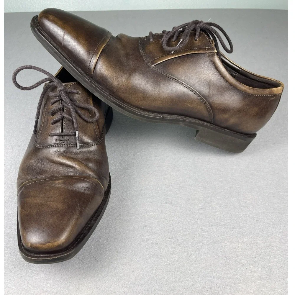 ECCO Oxford Mens 11 Brown Helsinki Cap Toe Lace Up Leather Shoes
